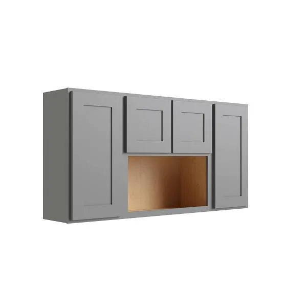 CNC Cabinetry Luxor 4-Door Wall Cabinet, 60"W X 30"H X 12"D, Shaker Misty Grey