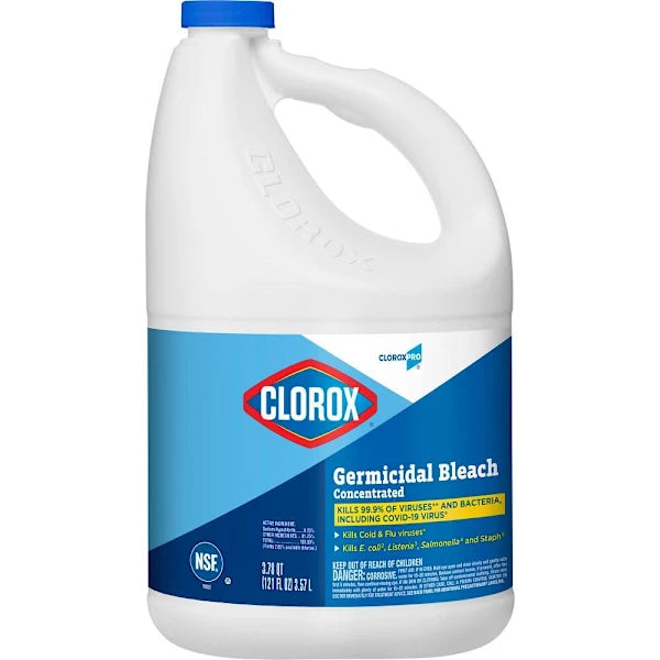 Clorox Germicidal Bleach, Concentrated, Cloroxpro, 121 Ounce Bottle, Case Of 3