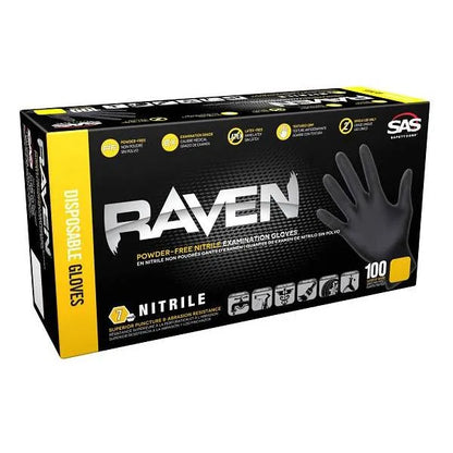 Sas Safety® Raven Disposable Nitrile Exam Gloves, Large, Package Of 100