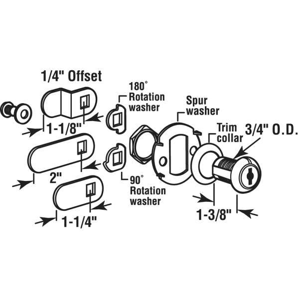 Defender Sec Drawer And Cabinet Lk, 1-3/8in Ss, 1in Max. Panel