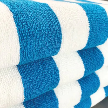 California Cabana Stripe Pool Towel, 30x70'' 15 Lbs/Dz, White/Blue, Case Of 24