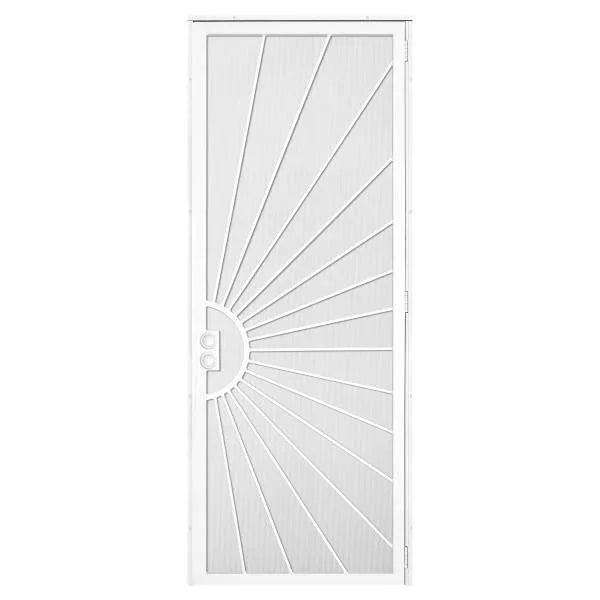 Unique Home Designs 36 In. X 96 In. Solana White Left Steel Security Door