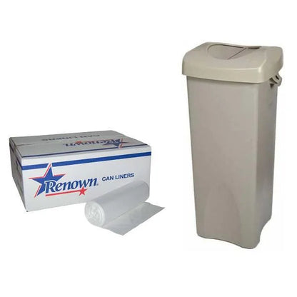 Renown Can Liner, 33 Gal., 9 Mic, High-Density, Natural, 33" X 40", Case Of 500