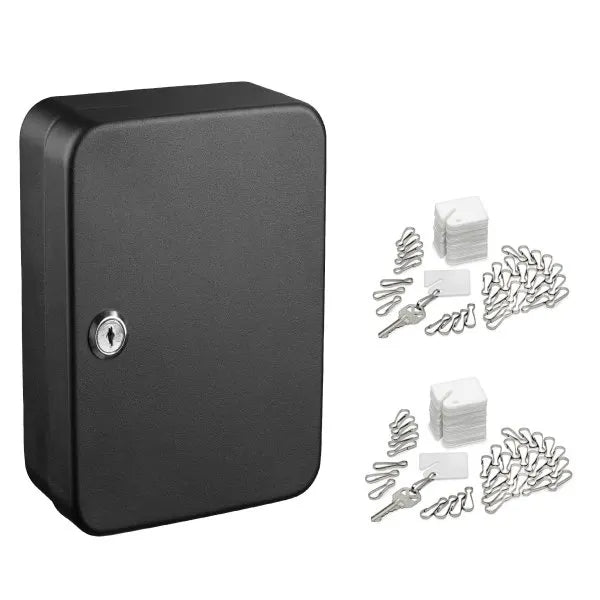 Adir Office 30-Key Steel Secure Cabinet W/Key Lock Black W/100 Plastic Tags
