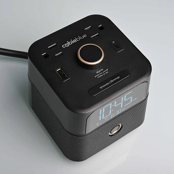 Brandstand Cubieblue 2.0 Alarm Clock With Bluetooth, 2 Power Outlets And 2 Usb