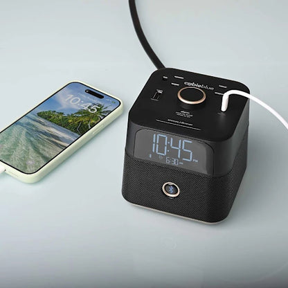 Brandstand Cubieblue 2.0 Alarm Clock With Bluetooth, 2 Power Outlets And 2 Usb