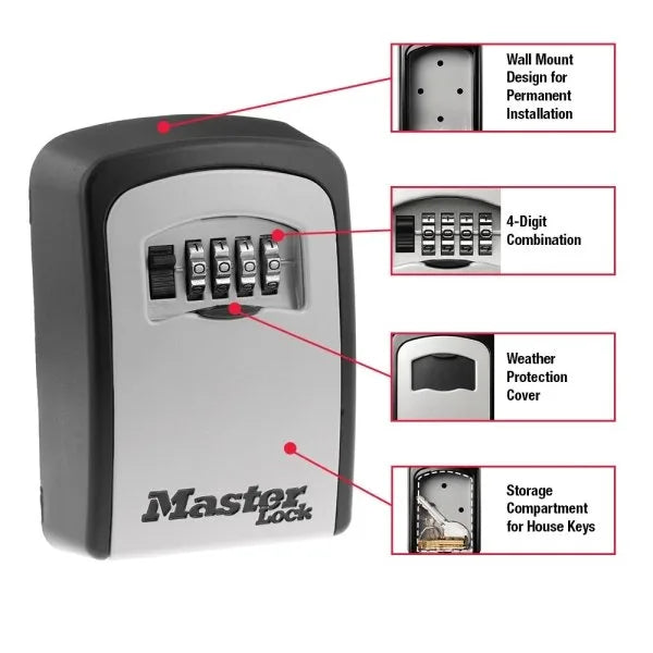 Master Lock Lock Box, Resettable Combination Dials