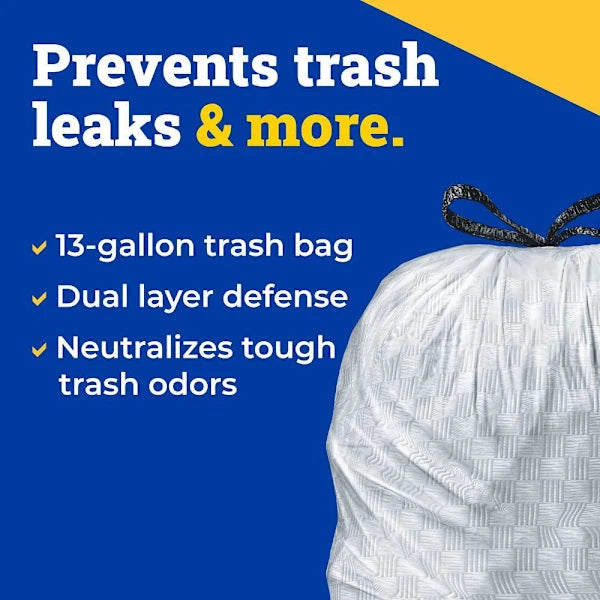 Glad Trash Bag, 13 Gal. Forceflex, Cloroxpro, Low Density, Grey, 100/Case