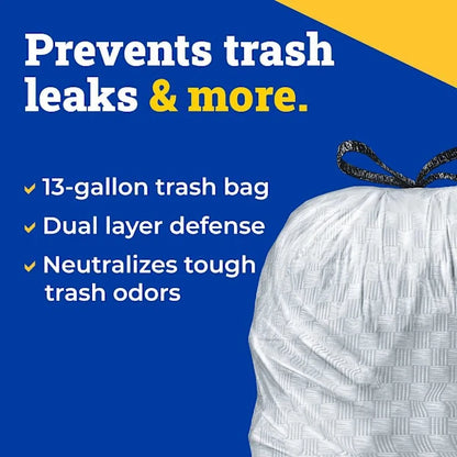 Glad Trash Bag, 13 Gal. Forceflex, Cloroxpro, Low Density, Grey, 100/Case
