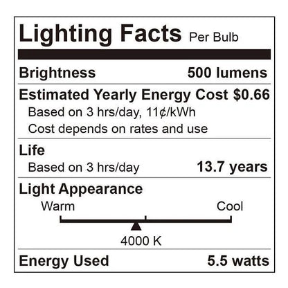 Maintenance Warehouse 5.5 Watt G25 Led, Medium, Clear, 4000k (12-Pack)