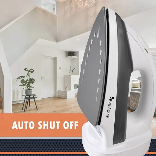 Steam Iron, Auto Off, Non-Stick, Self Cleaning, 1200 Watt, White