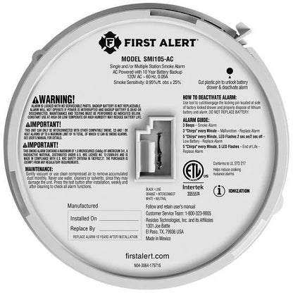 BRK Electronics Interconnectable Ionization Hardwired Smoke Alarm With 10-Year Battery Backup