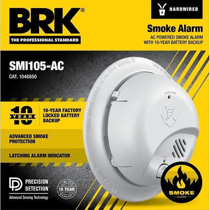 BRK Electronics Interconnectable Ionization Hardwired Smoke Alarm With 10-Year Battery Backup