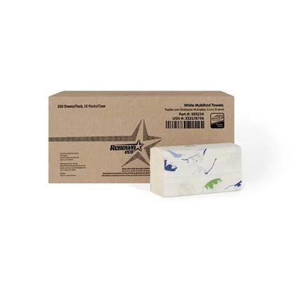 Renown Eco 1-Ply Multifold Towels, White, Case Of 16
