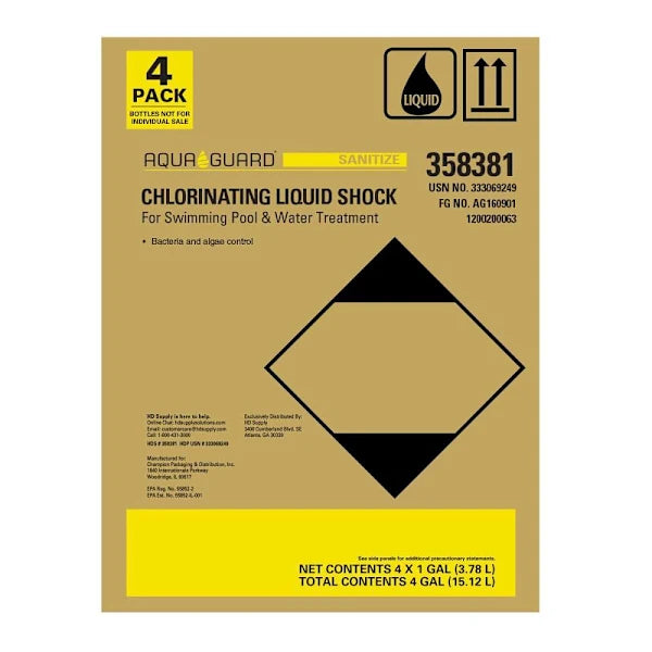 Aquaguard Chlorinating Liquid, 1 Gal. Case Of 4