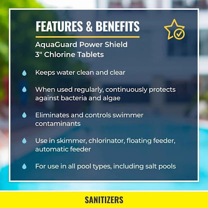 Aquaguard Power Shield 3" Chlorine Tablets, 50 Lb