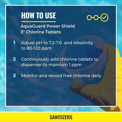 Aquaguard Power Shield 3" Chlorine Tablets, 50 Lb