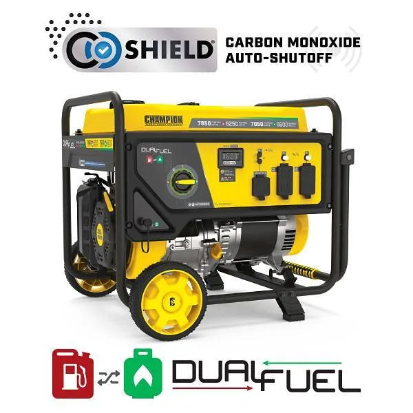 Champion Power Equipment 6250 W Dual Fuel Portable Generator With CO Shield