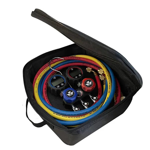 Mastercool Black Series Mini Fold COMPACT 2-Way Aluminum Manifold A2l Ready
