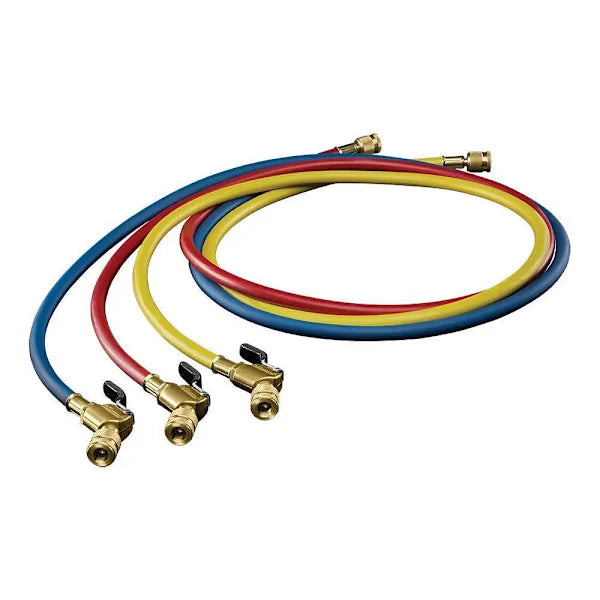 Hilmor 60" Refrigeration Hoses W/ Ball Valve Ends, Package Of 3