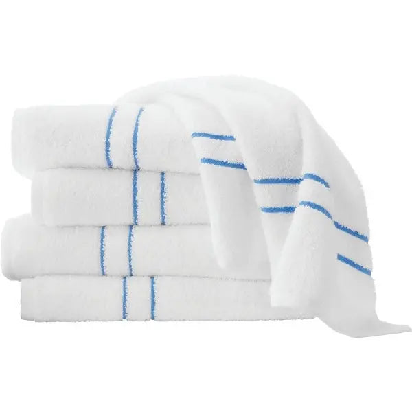 Morning Glory Pool Towel 24x50 10.5lbs/Dozen White With Blue Border Case Of 12