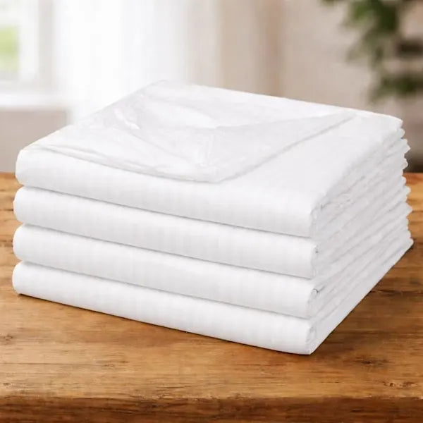 Cotton Bay Select T250 Fitted Sheet King 78x80x15 In. White Stripe, Case Of 24