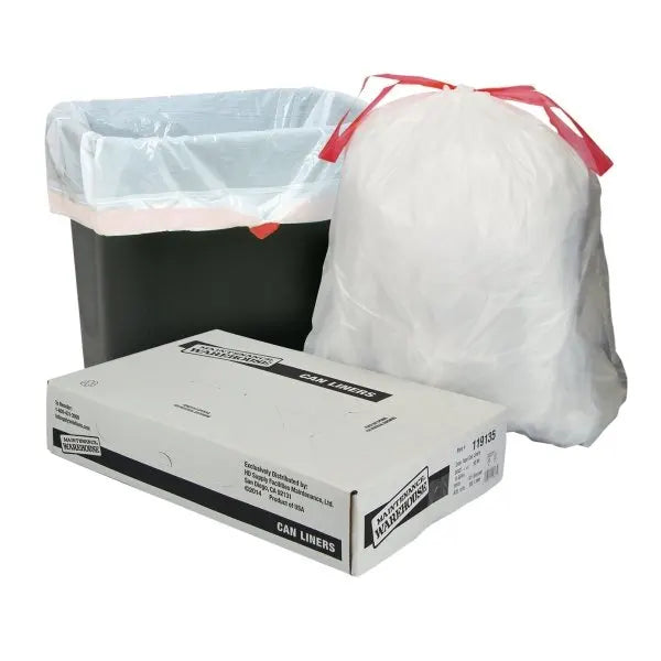 White Trash Bags 13 Gal. 0.9 Mil Low-Density, White, 24" X 27" Pack Of 200